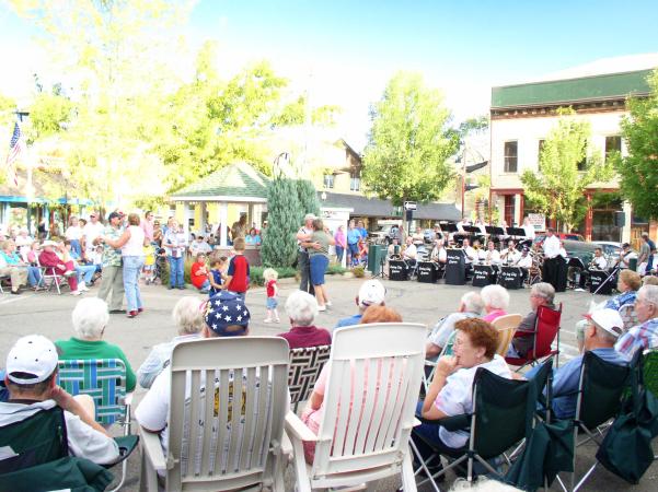 People around Live Music Dancing at Palisade Peach Festival