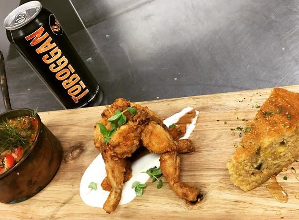 chicken and craft beer dish