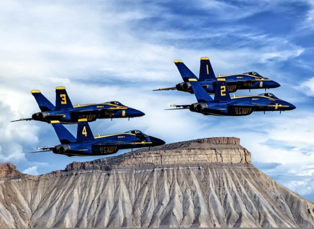 Grand Junction Air Show in front of Mount Garfield