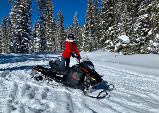 Woman on Snowmobile on the Grand Mesa