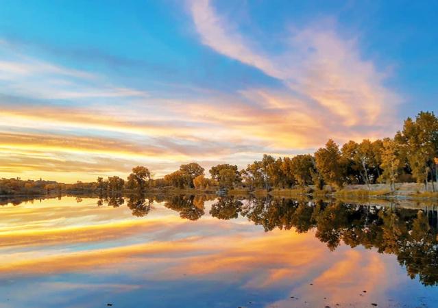 Sunset over Connected Lakes
