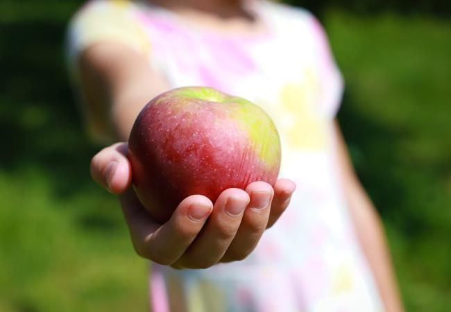 Holding an Apple