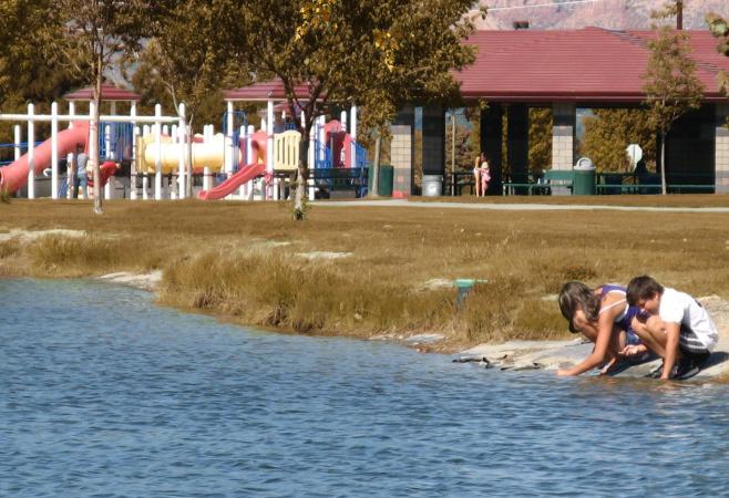 Kids playing at Canyon View Park in the Fall