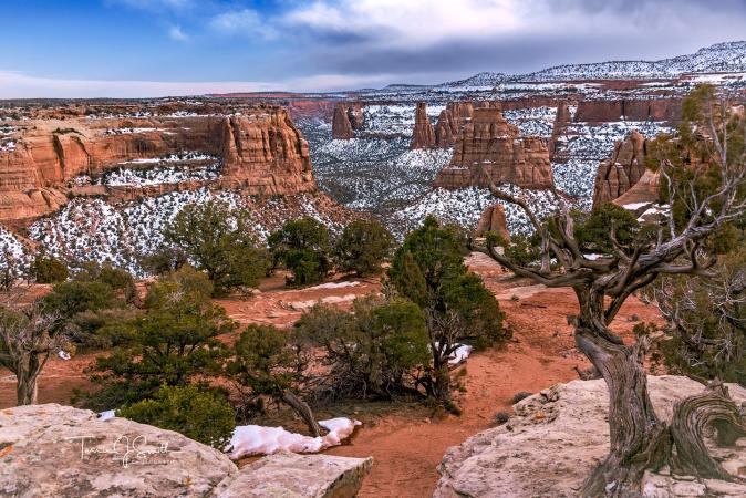 View of Colorado National Monument in the Winter