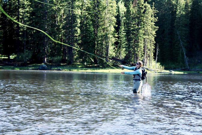 Girl Fly Fishing in Grand Mesa Lake