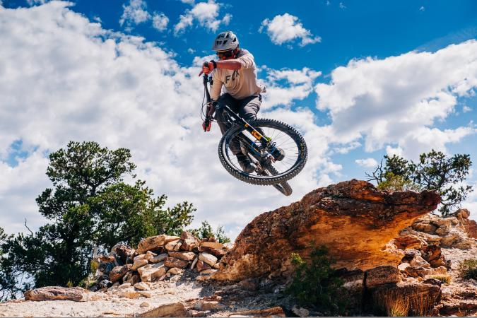 Mountain Biker in Mid-Air in Lunch Loops