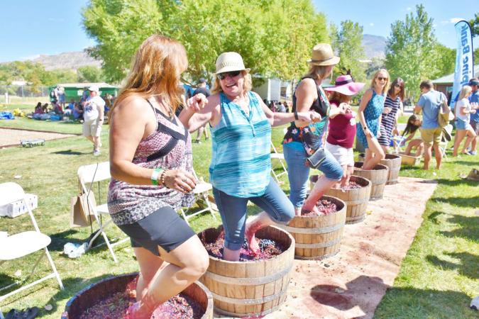 Women Grape Stomping at Colorado Mountain Winefest