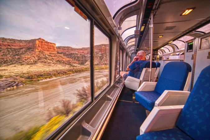 Amtrak Train Driving by Colorado National Monument