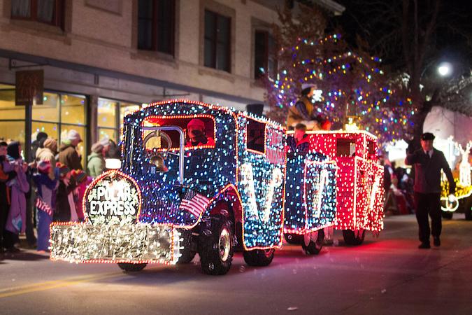Decorated Float during Parade of Lights on Main Street