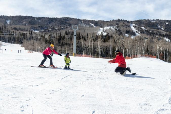 Child Skiing Down at Powderhorn Mountain Resort