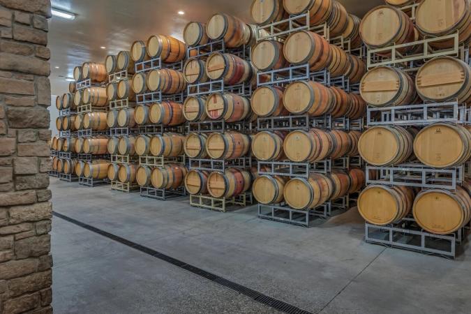 View of the Barrel Room in Two Rivers Winery