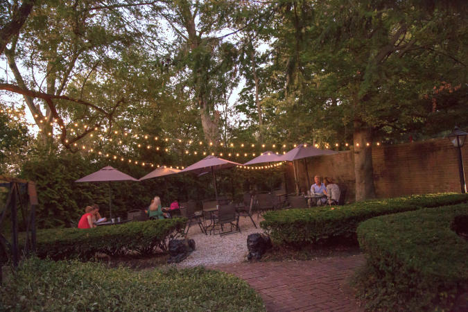 People dining outside