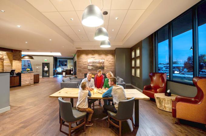 Family in Hotel Maverick's Lobby