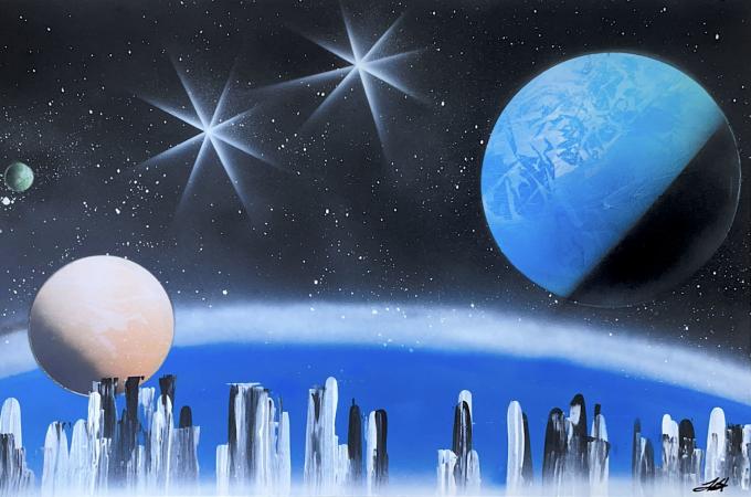 City & Space in Blue by Lionel Stone