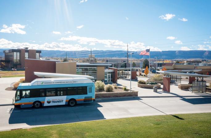 View of Grand Valley Transit Bus in the Transfer Facility