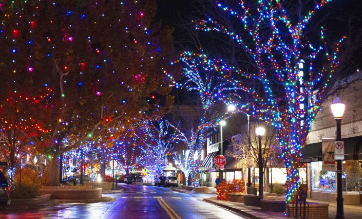 View of Downtown Grand Junction with Holiday Lights