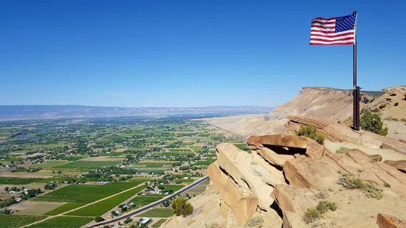 View from Top of Mt. Garfield with American Flag