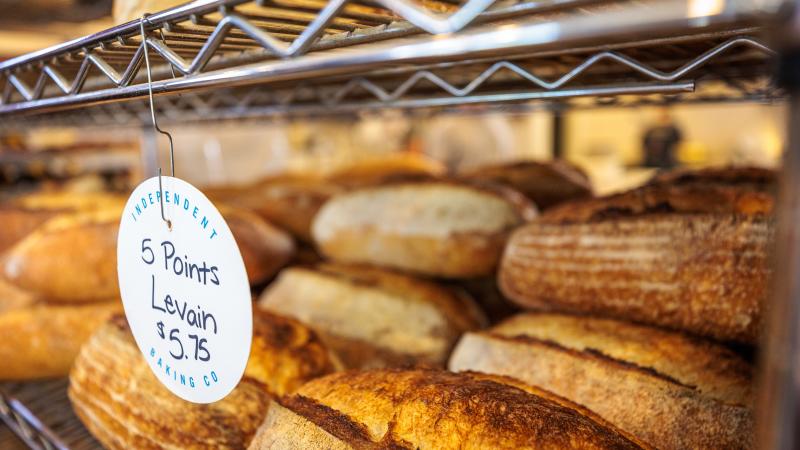 Levian bread loafs on a rack