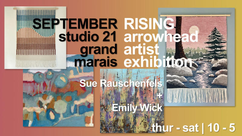 A graphic of Rising Arrowhead Artist Exhibition