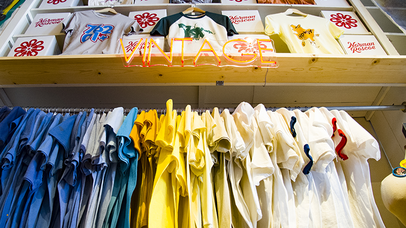 Vintage T-shirts Hanging in the Interior of Norman Roscoe