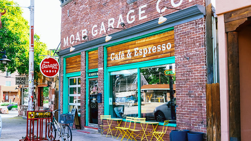 Brick exterior of Moab Garage Co.