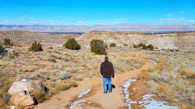 Man Hiking in Lunch Loops Trail Area