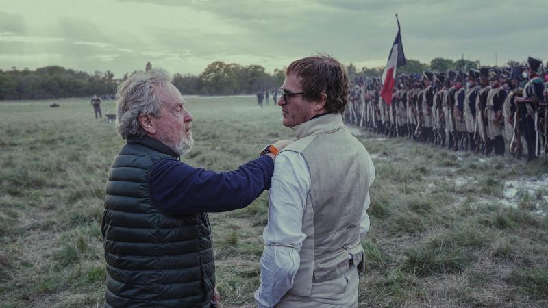 Ridly Scott and Jaoquin Phoniex in Petworth Park with Soldiers