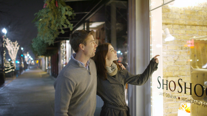 Couple shopping during the holidays