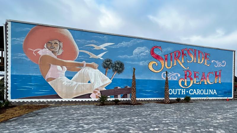 Hat Lady Mural in Surfside Beach
