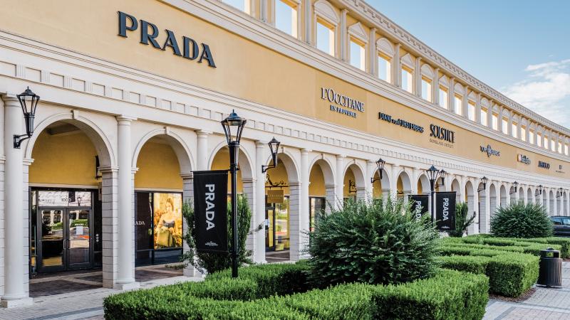 Luxury store brands at outlet center