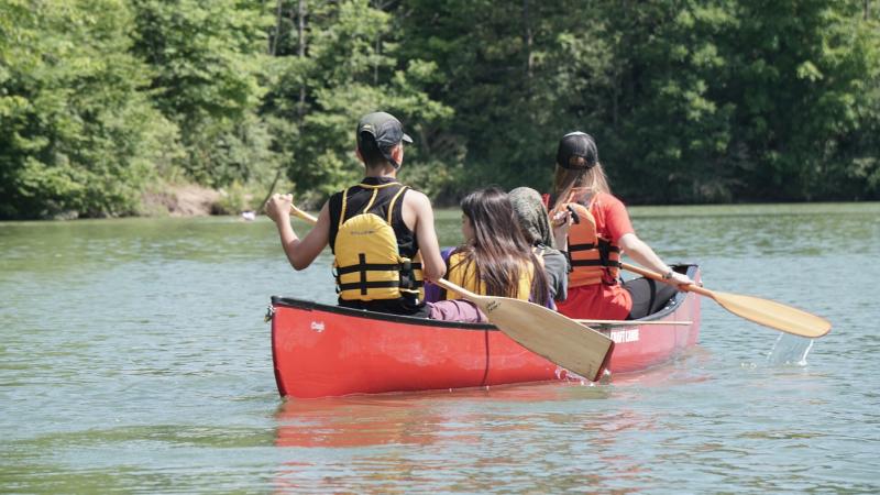 family paddling at sharon creek