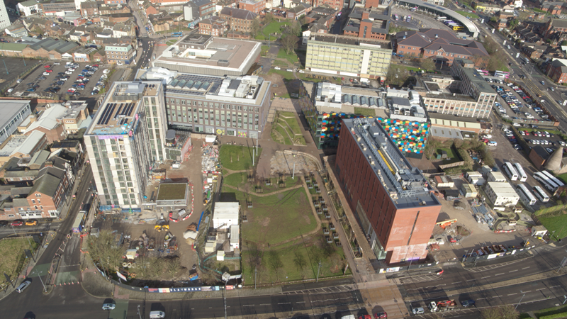 Aerial view of Smithfield Development in Stoke-on-Trent