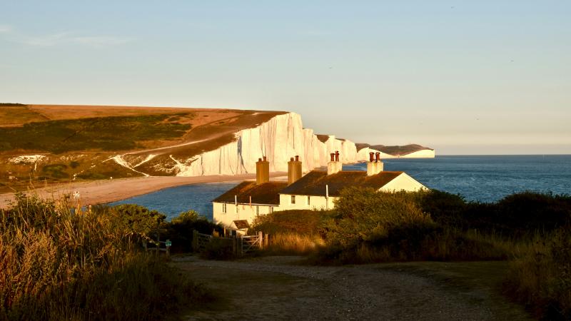 Seven sisters with coastguard cottages
