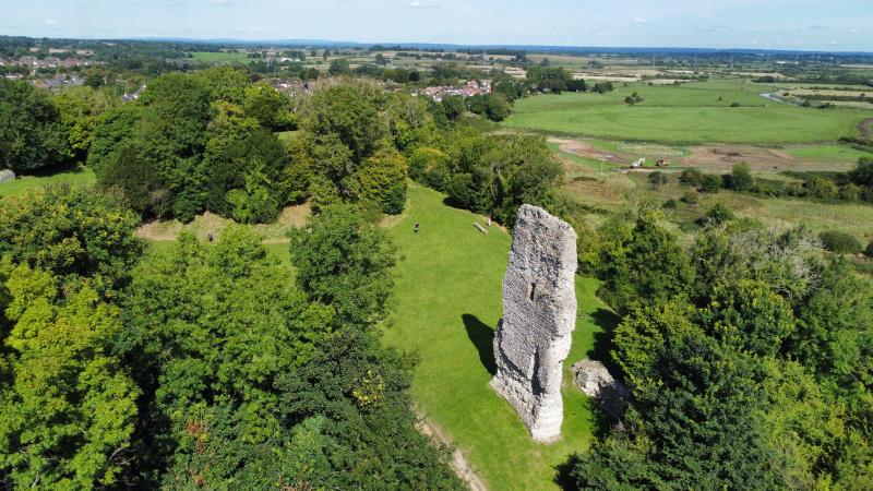 Bramber Castle ruins aerial view
