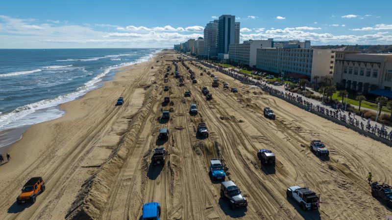 4x4 Jeeps at an event on the beach