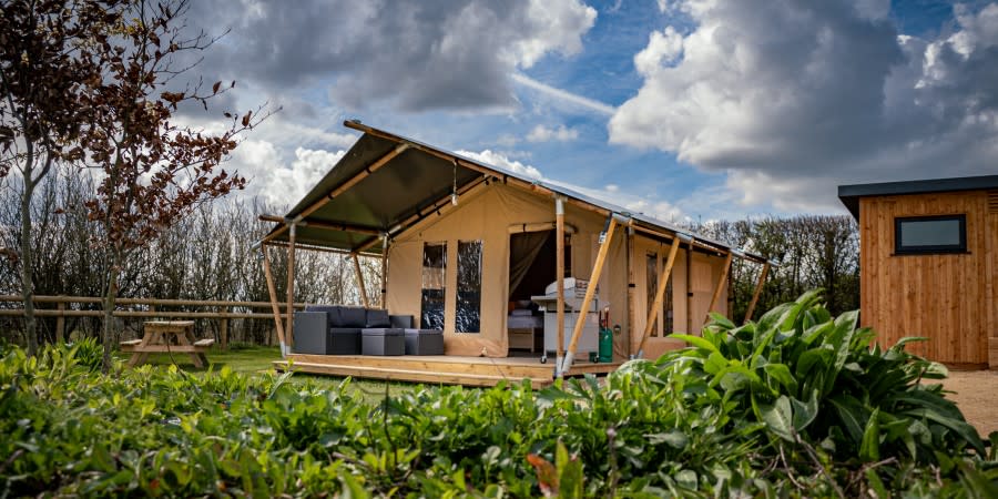 Sunset lodge at Cotswold Farm Park