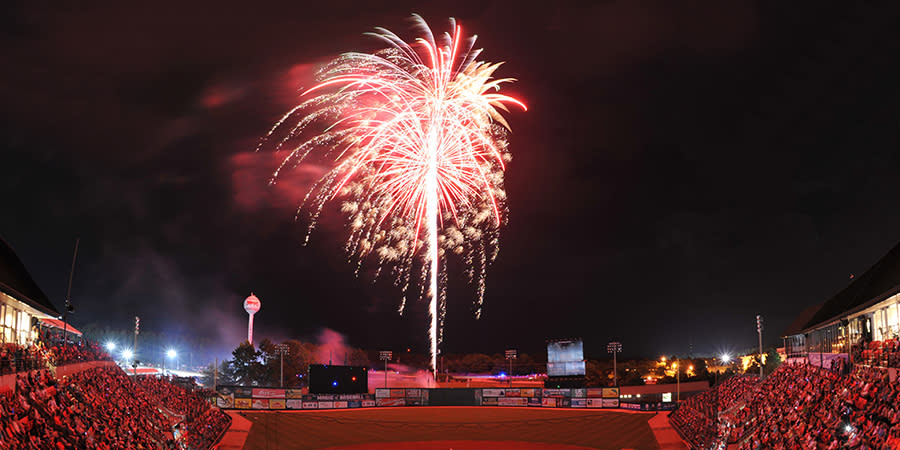Fireworks at Five County Stadium