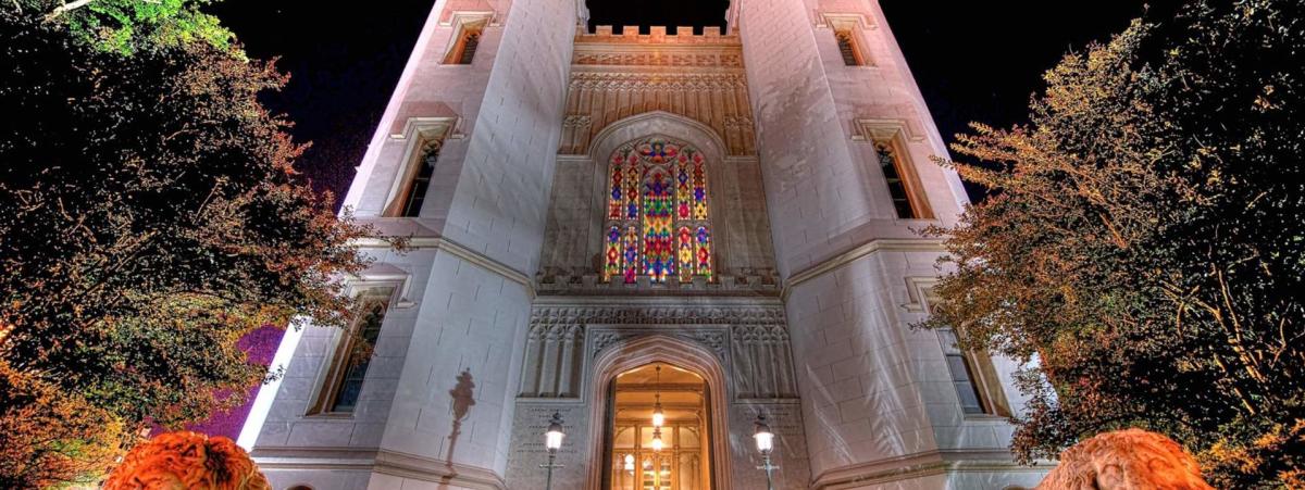 Old State Capitol exterior at night