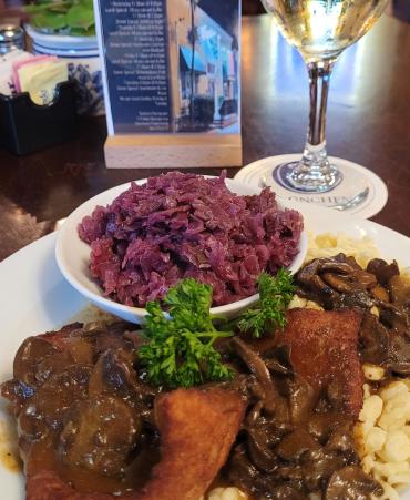 Plate of authentic German food at Sandra's Restaurant in Punta Gorda, Florida