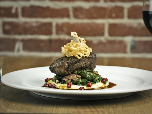 Steak and fresh greens on plate
