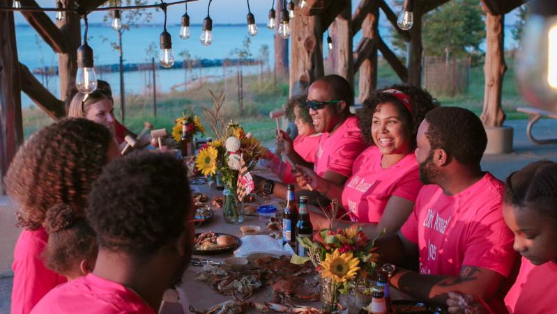 family reunion at waterfront park