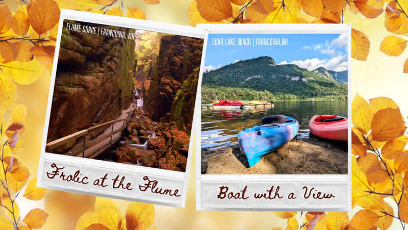 Fall Itinerary Grpahic - Flume and Echo Lake Beach