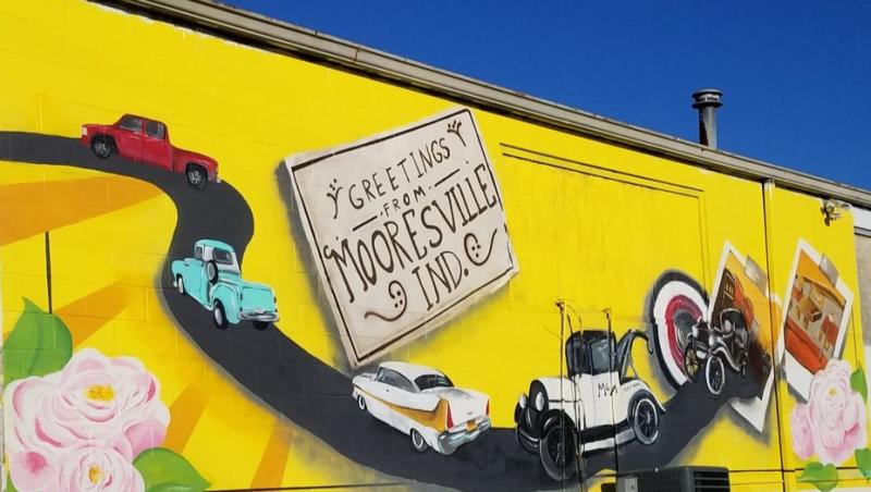 The Greetings from Mooresville Mural on High Street. Photo credit: Ken N. via Yelp.