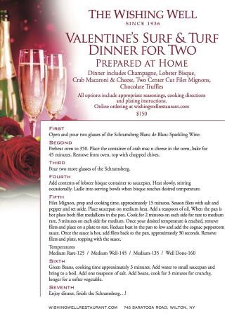 Wishing Well Valentine's Day Menu