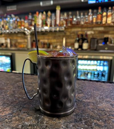 Mocktail mule on bar at BRIX in Manitowoc