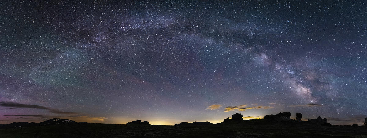 milky way over from mushroom rock on trail ridge road in rocky mountain national park