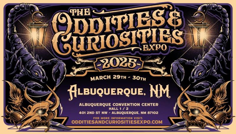 Graphic advertising the Albuquerque Oddities and Curiosities Expo 2025