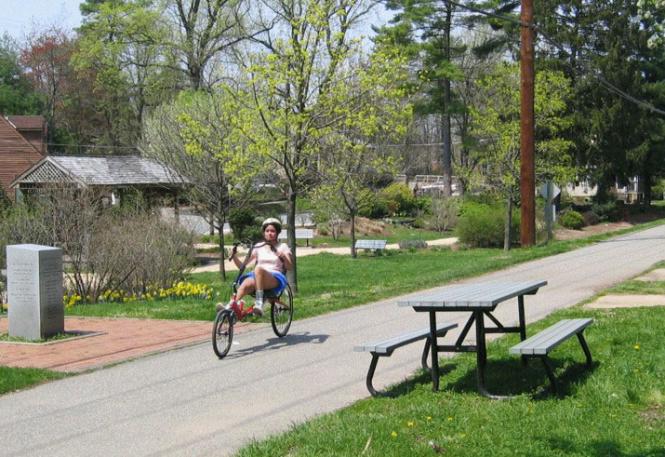 A biker on the B & A bike trail near BWI airport.