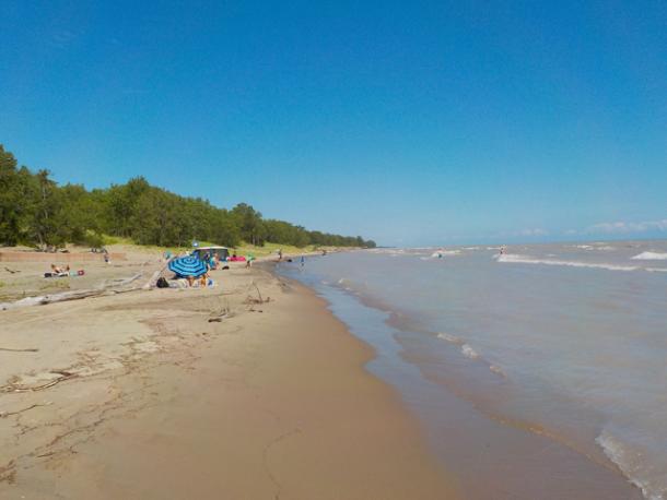 beach during ontario by bike tour