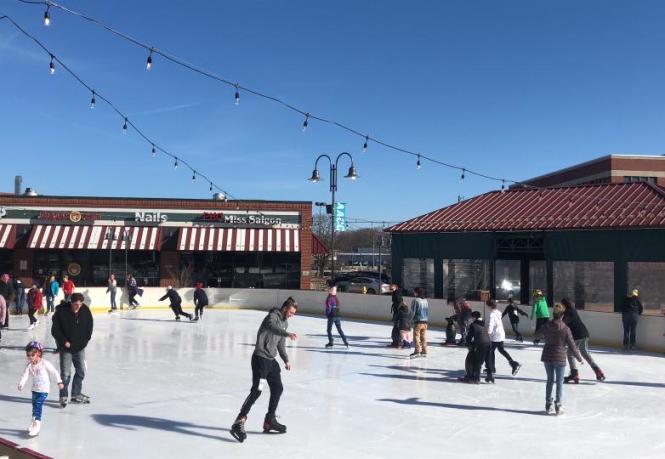 Skating at Glen Burnie Outdoor Ice Rink.